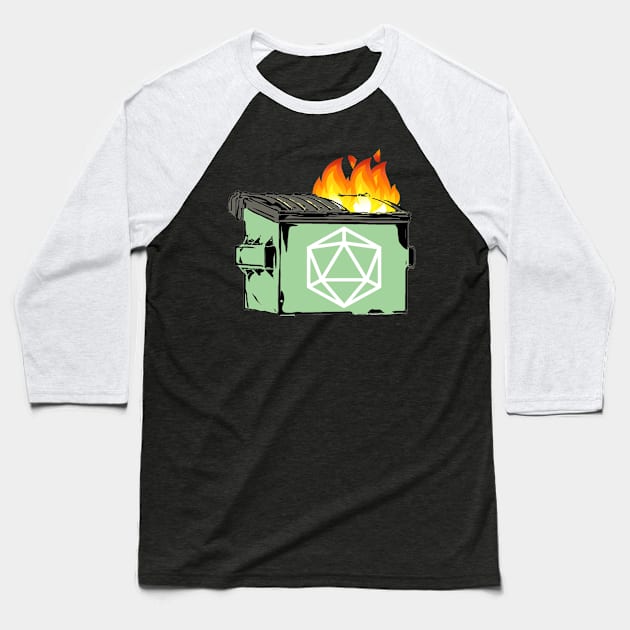 D20 Dumpster Fire Campaign Baseball T-Shirt by aaallsmiles